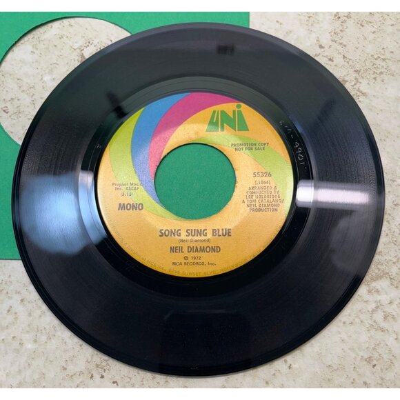 Neil Diamond Song Sung Blue Mono/Stereo 45 Pop Promo 1972 Uni 55326 - Picture 4 of 6